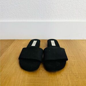 Steve Madden Black Slide Sandals with Wide Fabric Strap